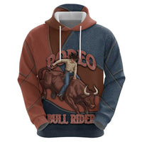 Bull Riding Hoodie Western Cowboy Denim And Leather Effect