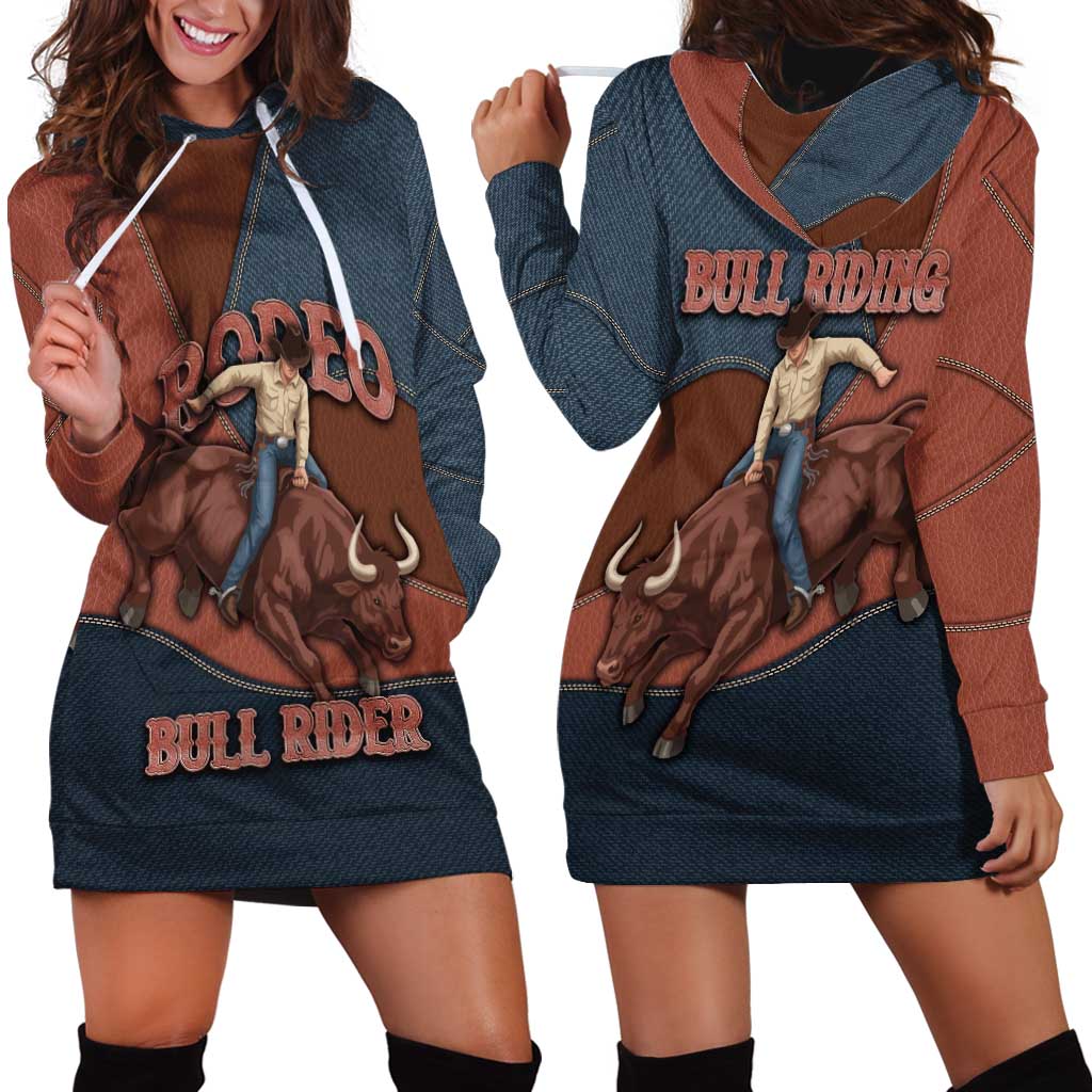 Bull Riding Hoodie Dress Western Cowboy Denim And Leather Effect
