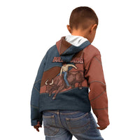 Bull Riding Kid Hoodie Western Cowboy Denim And Leather Effect