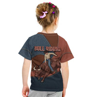 Bull Riding Kid T Shirt Western Cowboy Denim And Leather Effect