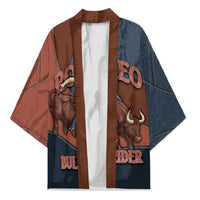 Bull Riding Kimono Western Cowboy Denim And Leather Effect