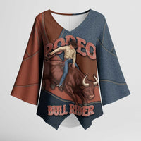 Bull Riding Kimono Sleeve Blouse Western Cowboy Denim And Leather Effect