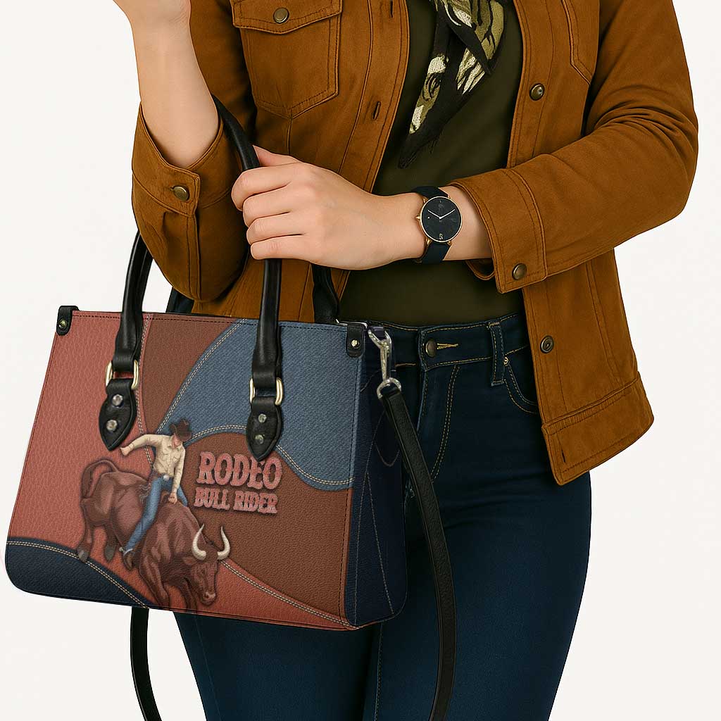 Bull Riding Leather Bag Western Cowboy Denim And Leather Effect