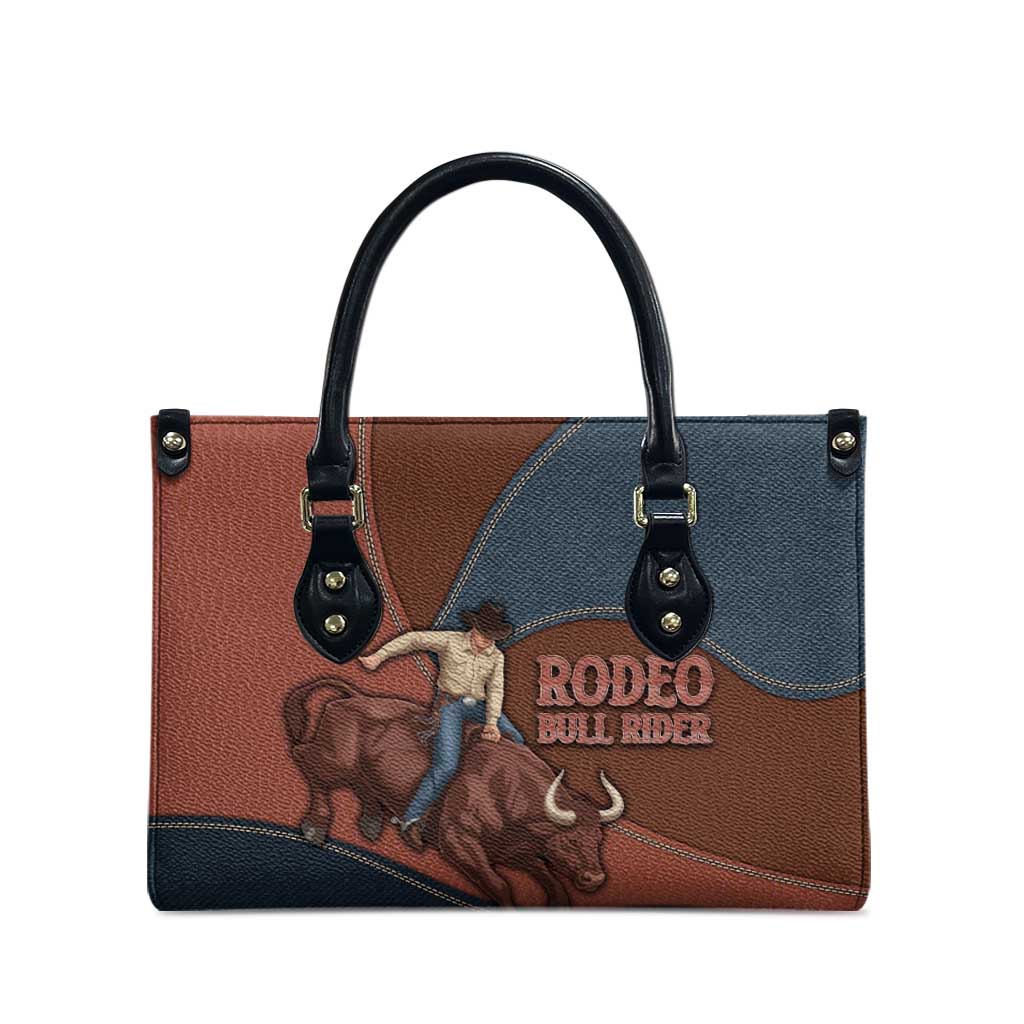 Bull Riding Leather Bag Western Cowboy Denim And Leather Effect