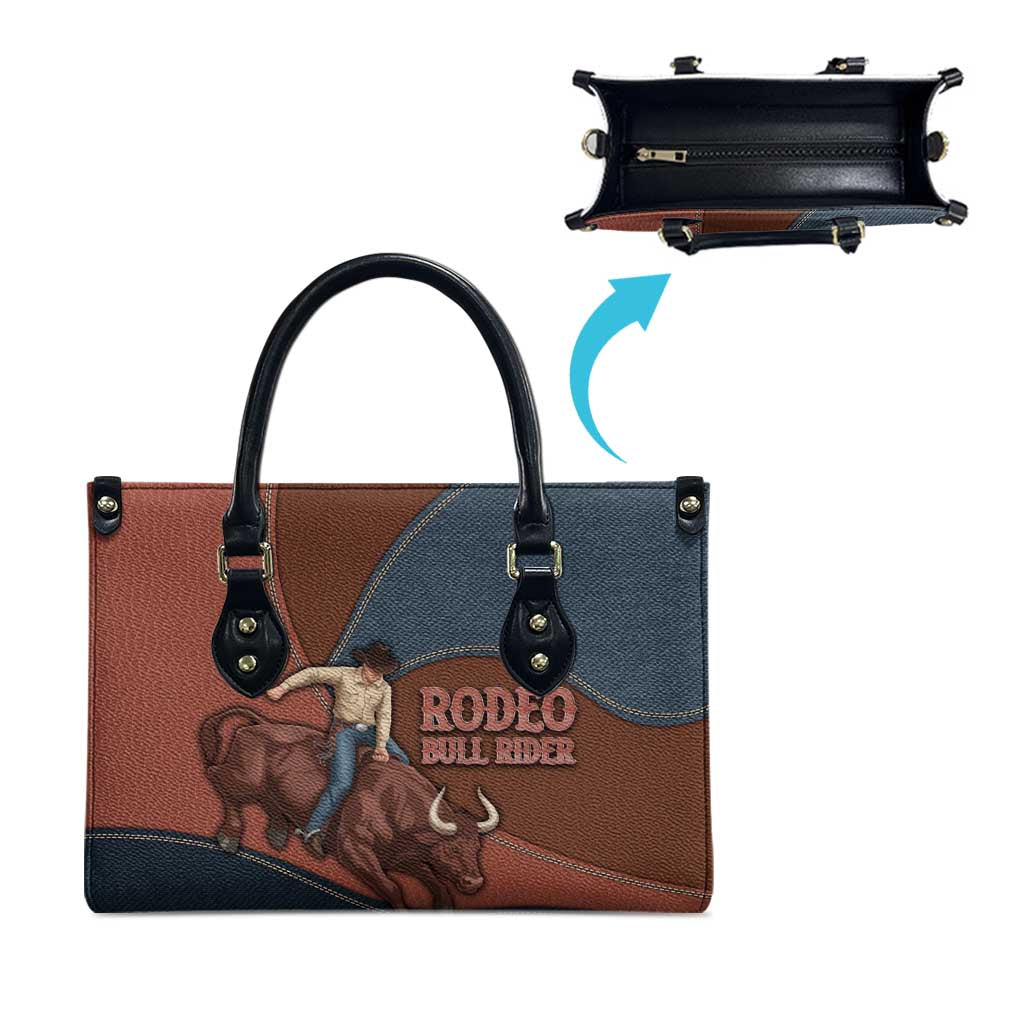 Bull Riding Leather Bag Western Cowboy Denim And Leather Effect