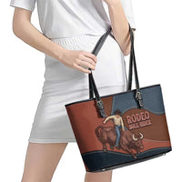 Bull Riding Leather Tote Bag Western Cowboy Denim And Leather Effect