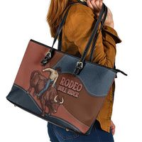 Bull Riding Leather Tote Bag Western Cowboy Denim And Leather Effect