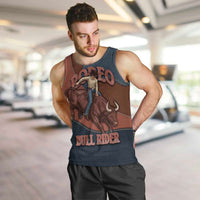 Bull Riding Men Tank Top Western Cowboy Denim And Leather Effect