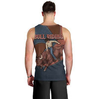 Bull Riding Men Tank Top Western Cowboy Denim And Leather Effect