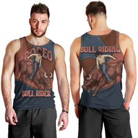 Bull Riding Men Tank Top Western Cowboy Denim And Leather Effect