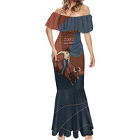 Bull Riding Mermaid Dress Western Cowboy Denim And Leather Effect