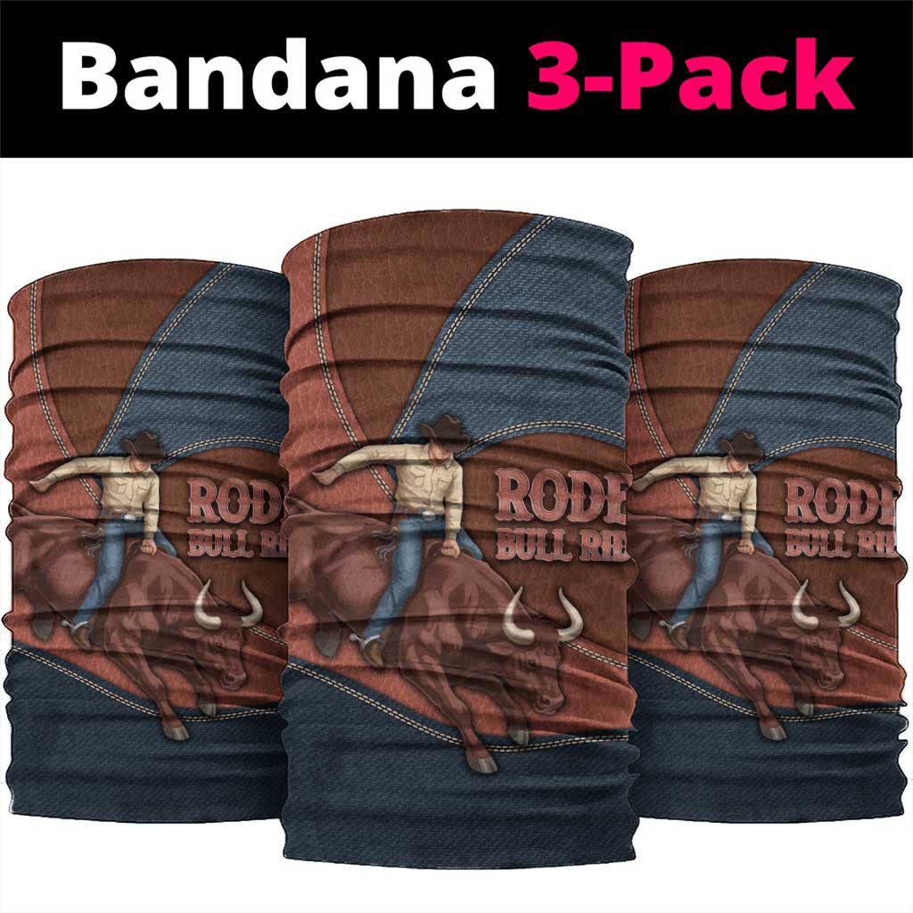 Bull Riding Neck Gaiter Western Cowboy Denim And Leather Effect