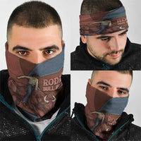 Bull Riding Neck Gaiter Western Cowboy Denim And Leather Effect