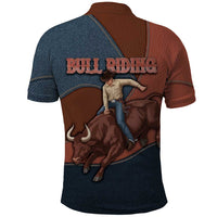 Bull Riding Polo Shirt Western Cowboy Denim And Leather Effect