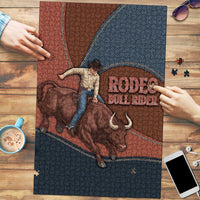 Bull Riding Puzzle Western Cowboy Denim And Leather Effect