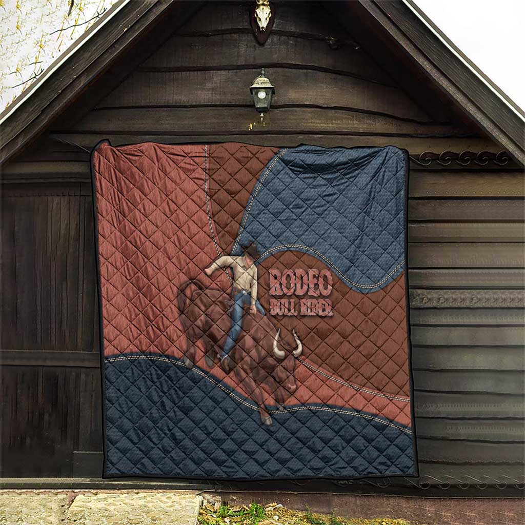 Bull Riding Quilt Western Cowboy Denim And Leather Effect