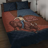 Bull Riding Quilt Bed Set Western Cowboy Denim And Leather Effect