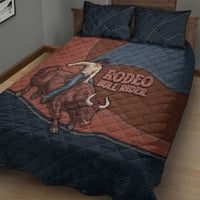 Bull Riding Quilt Bed Set Western Cowboy Denim And Leather Effect