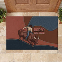 Bull Riding Rubber Doormat Western Cowboy Denim And Leather Effect