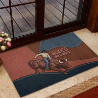 Bull Riding Rubber Doormat Western Cowboy Denim And Leather Effect