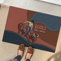 Bull Riding Rubber Doormat Western Cowboy Denim And Leather Effect