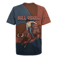 Bull Riding Rugby Jersey Western Cowboy Denim And Leather Effect