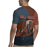 Bull Riding Rugby Jersey Western Cowboy Denim And Leather Effect