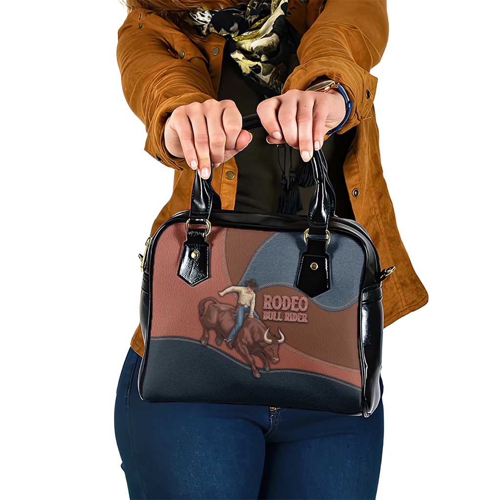 Bull Riding Shoulder Handbag Western Cowboy Denim And Leather Effect