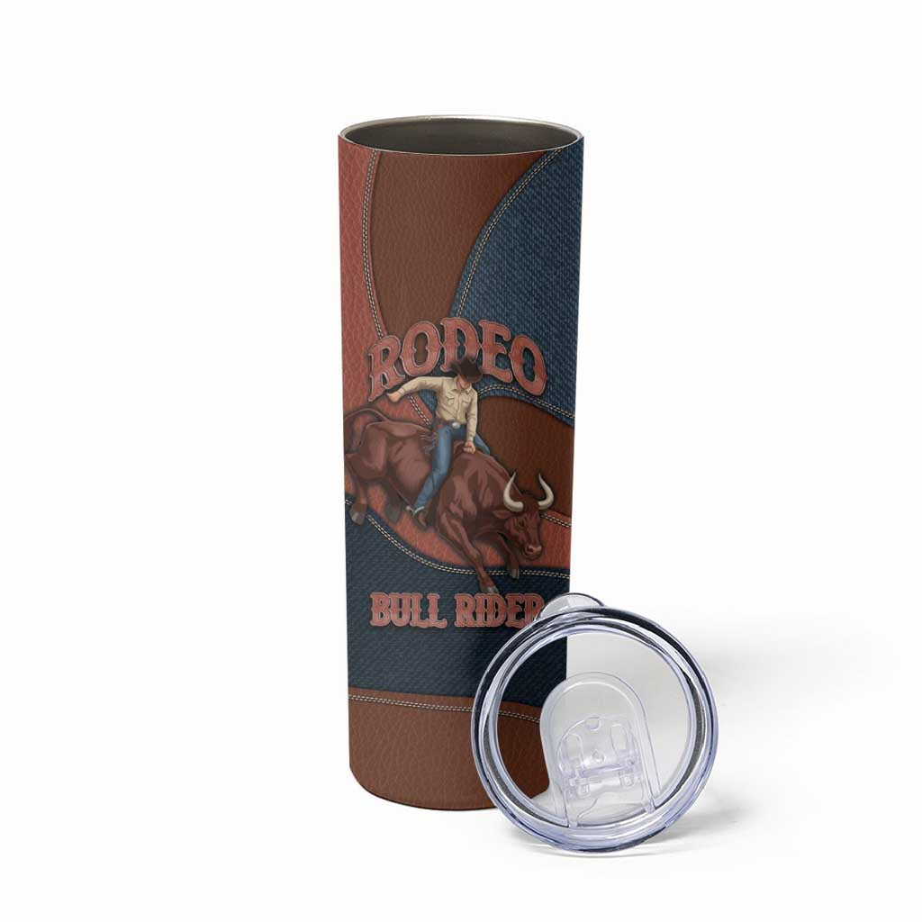 Bull Riding Skinny Tumbler Western Cowboy Denim And Leather Effect