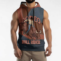 Bull Riding Sleeveless Hoodie Western Cowboy Denim And Leather Effect