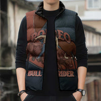 Bull Riding Sleeveless Puffer Jacket Western Cowboy Denim And Leather Effect