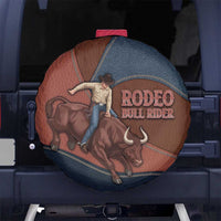 Bull Riding Spare Tire Cover Western Cowboy Denim And Leather Effect