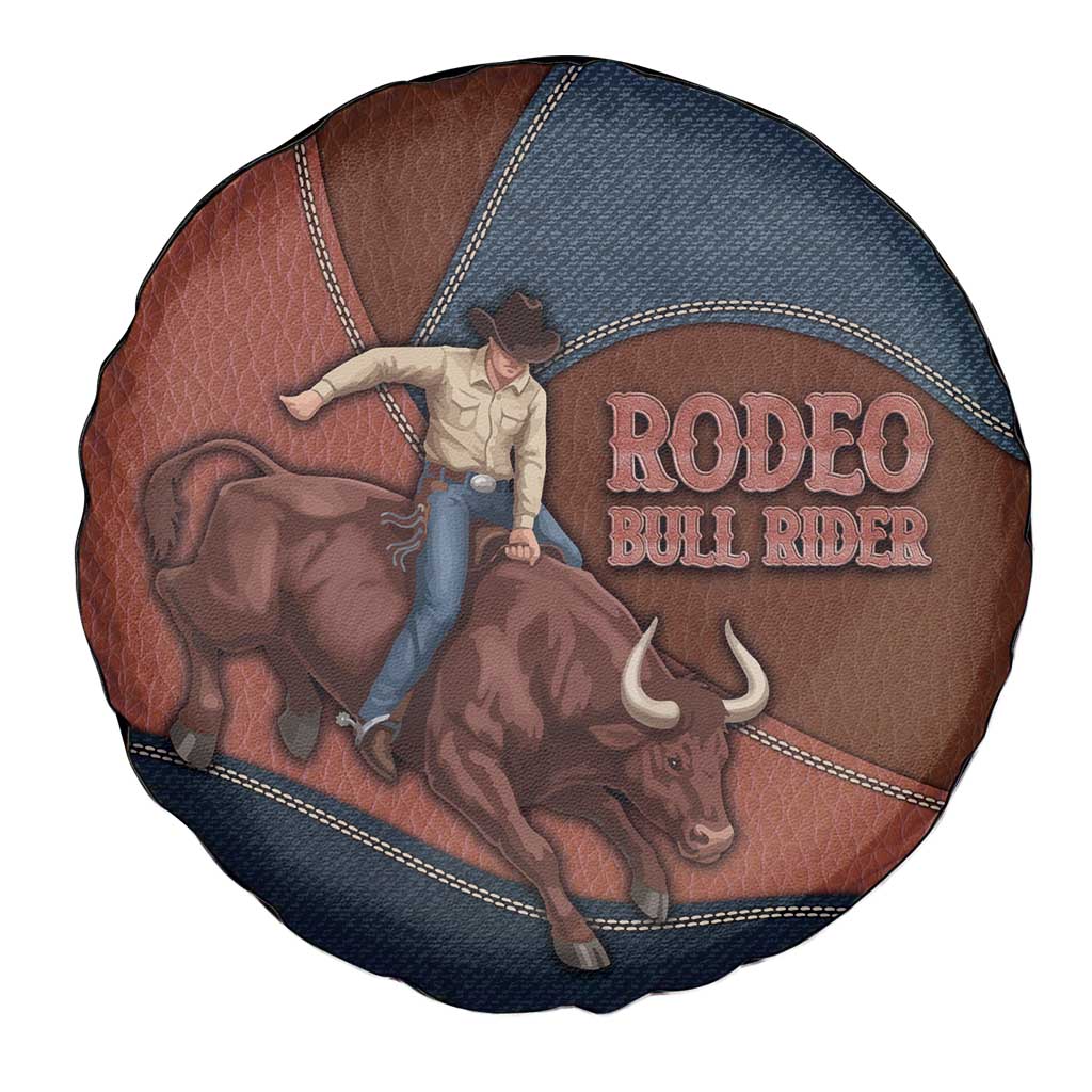 Bull Riding Spare Tire Cover Western Cowboy Denim And Leather Effect