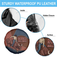 Bull Riding Spare Tire Cover Western Cowboy Denim And Leather Effect