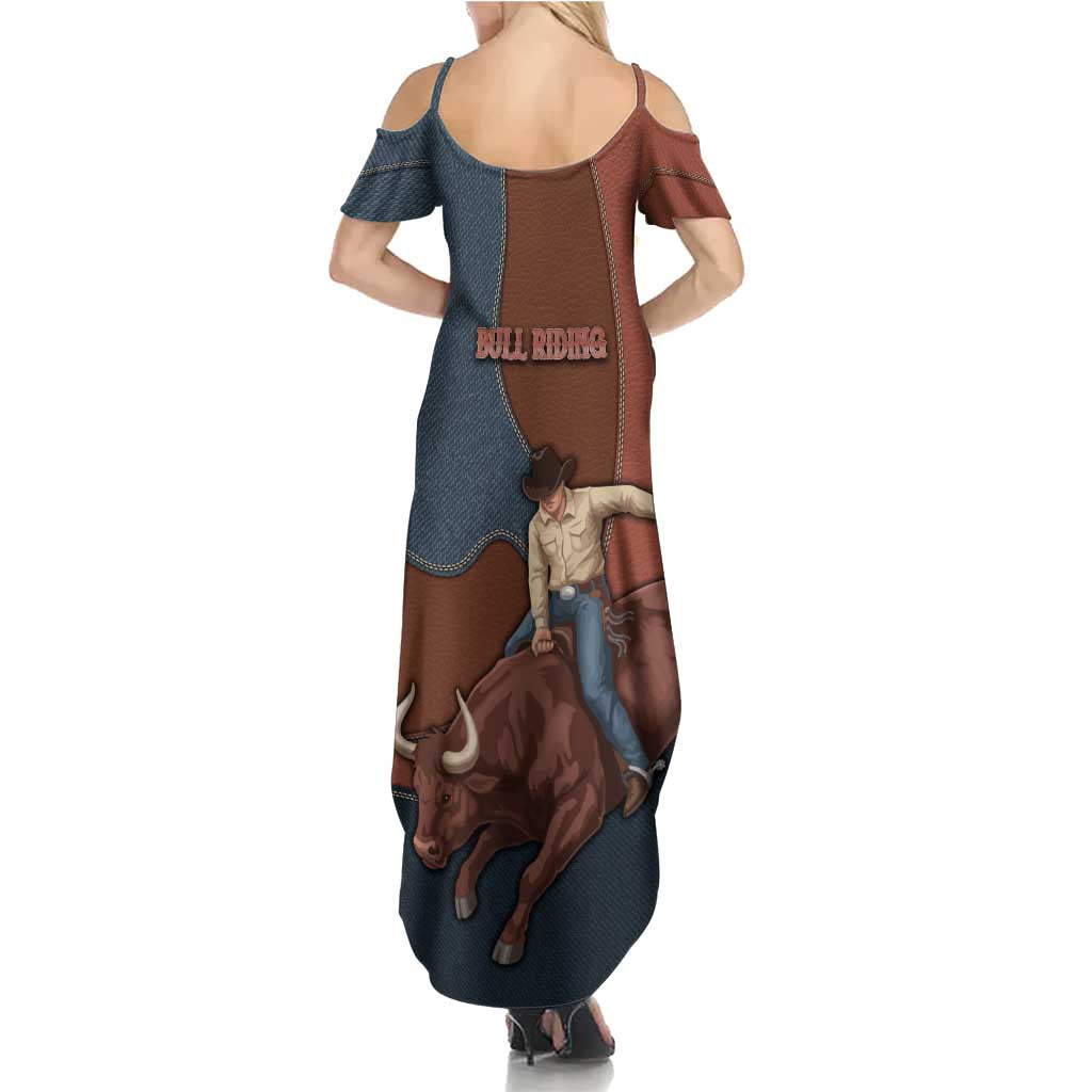 Bull Riding Summer Maxi Dress Western Cowboy Denim And Leather Effect