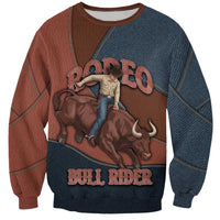 Bull Riding Sweatshirt Western Cowboy Denim And Leather Effect