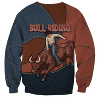 Bull Riding Sweatshirt Western Cowboy Denim And Leather Effect