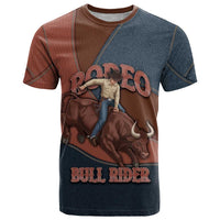 Bull Riding T Shirt Western Cowboy Denim And Leather Effect