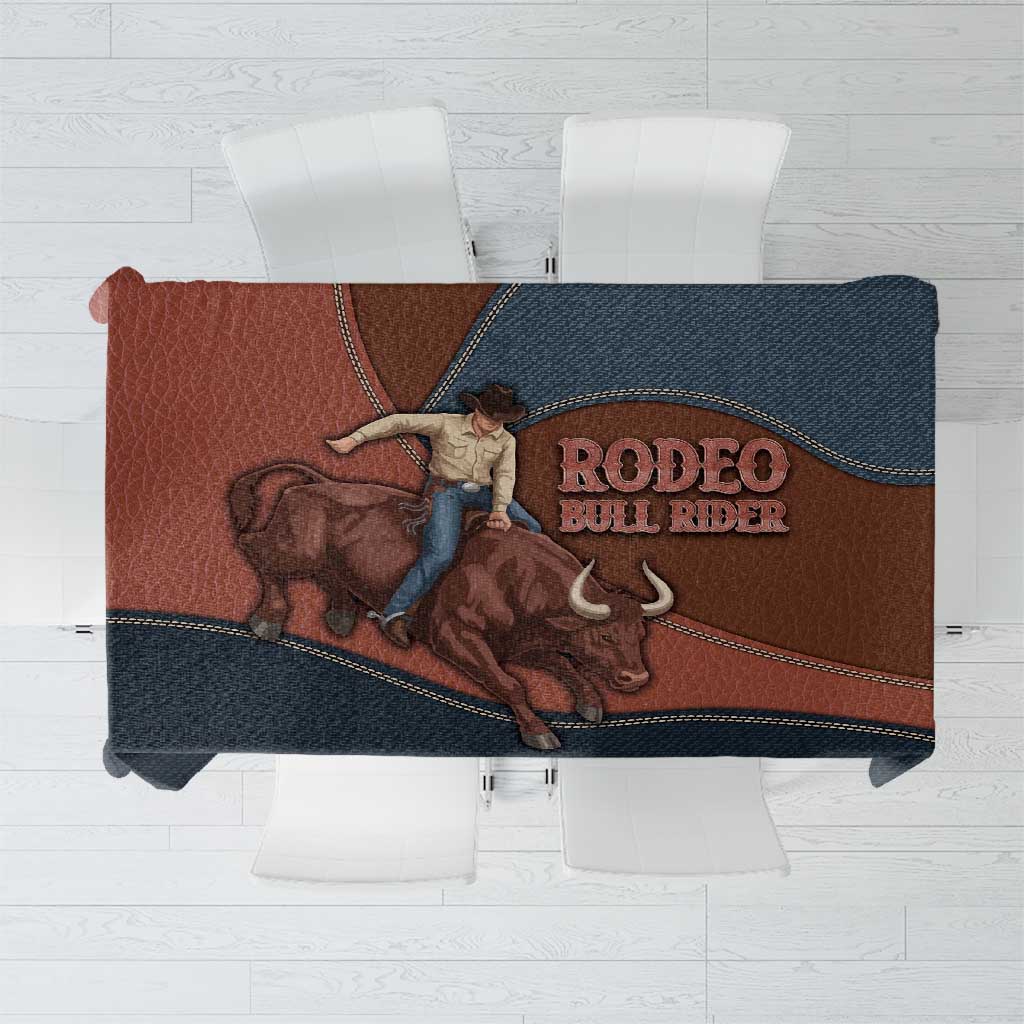 Bull Riding Tablecloth Western Cowboy Denim And Leather Effect