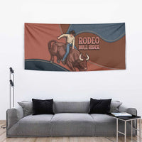 Bull Riding Tapestry Western Cowboy Denim And Leather Effect