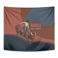 Bull Riding Tapestry Western Cowboy Denim And Leather Effect