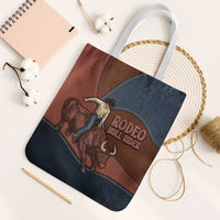 Bull Riding Tote Bag Western Cowboy Denim And Leather Effect