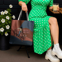 Bull Riding Tote Bag Western Cowboy Denim And Leather Effect