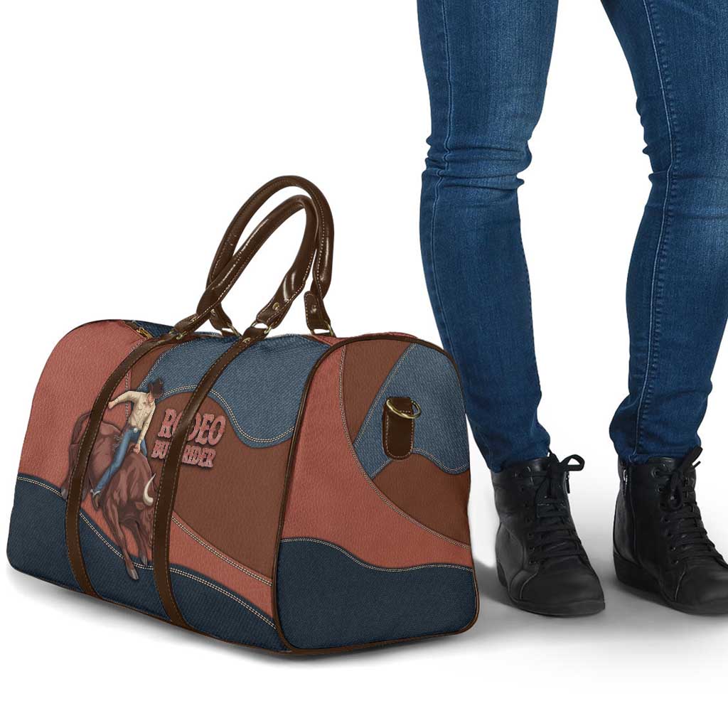 Bull Riding Travel Bag Western Cowboy Denim And Leather Effect