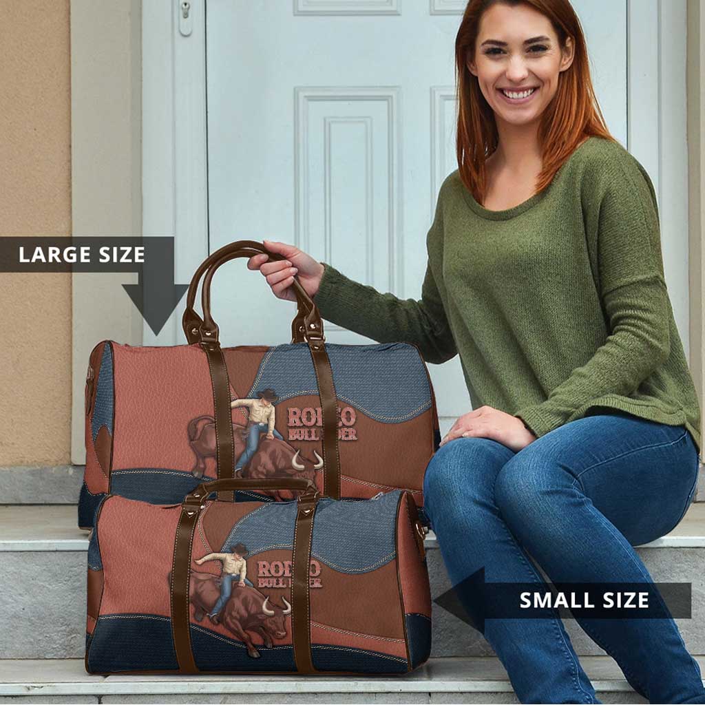 Bull Riding Travel Bag Western Cowboy Denim And Leather Effect