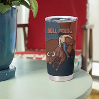 Bull Riding Tumbler Cup Western Cowboy Denim And Leather Effect