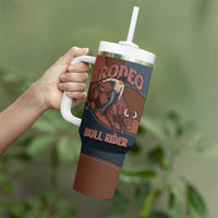 Bull Riding Tumbler With Handle Western Cowboy Denim And Leather Effect