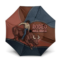 Bull Riding Umbrella Western Cowboy Denim And Leather Effect