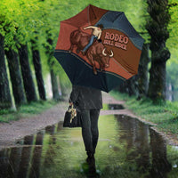 Bull Riding Umbrella Western Cowboy Denim And Leather Effect