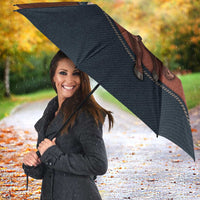 Bull Riding Umbrella Western Cowboy Denim And Leather Effect